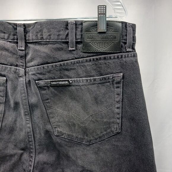 Vintage Harley Davidson Jeans 36x30 Mens Relaxed Leg Black Denim 38W. Y2K - Picture 4 of 13